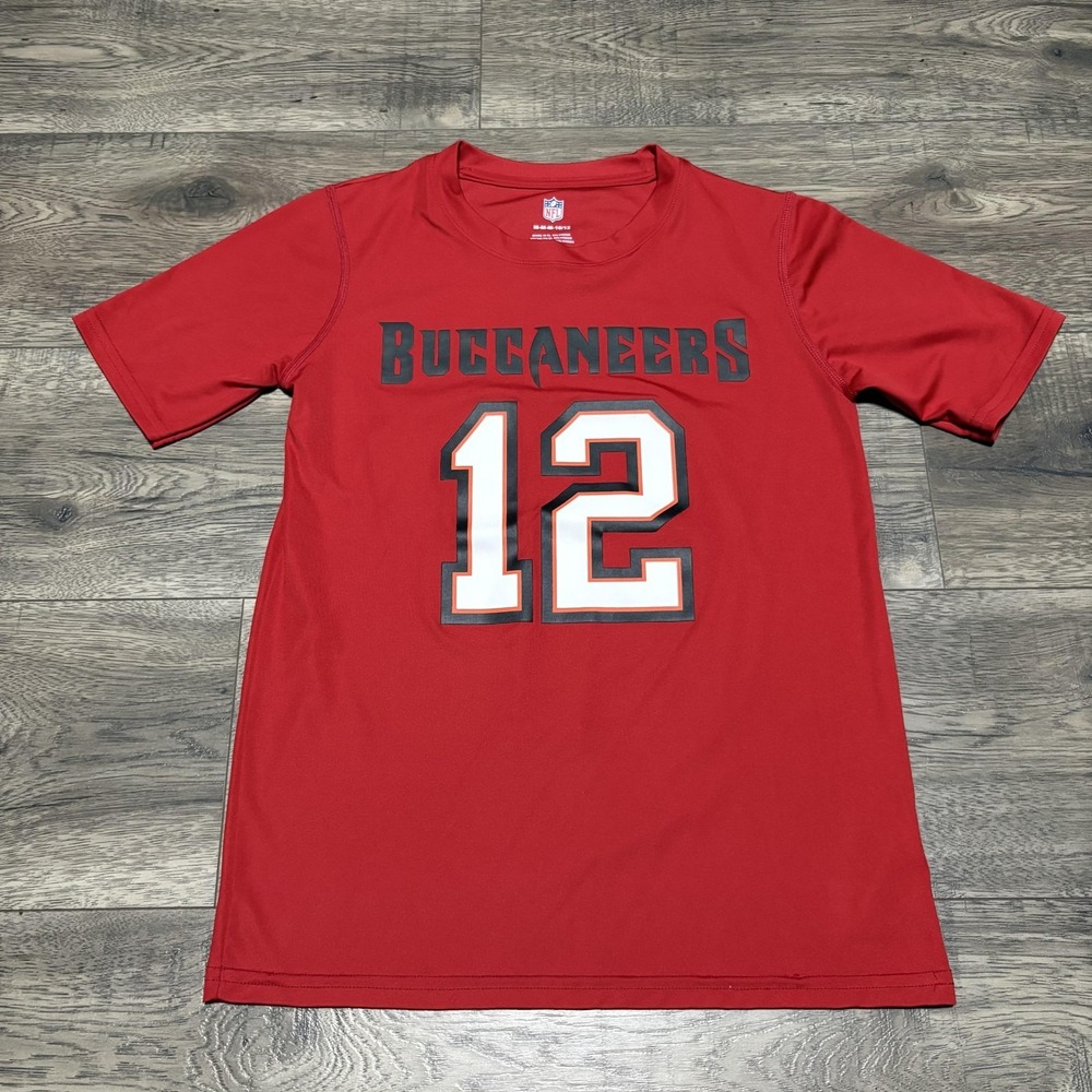 Tampa Bay Buccaneers Shirt Boys Medium 10/12 Red NFL Football Tom Brady 12‎ NFL